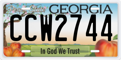 GA license plate CCW2744