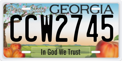 GA license plate CCW2745