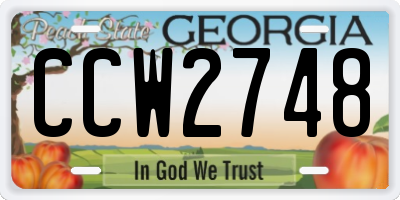 GA license plate CCW2748