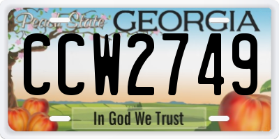 GA license plate CCW2749