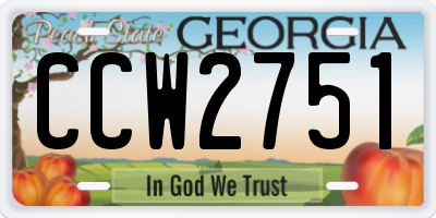GA license plate CCW2751