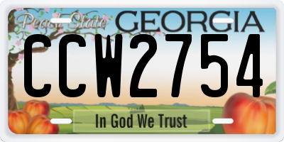 GA license plate CCW2754