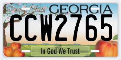 GA license plate CCW2765