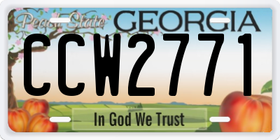 GA license plate CCW2771