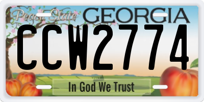 GA license plate CCW2774