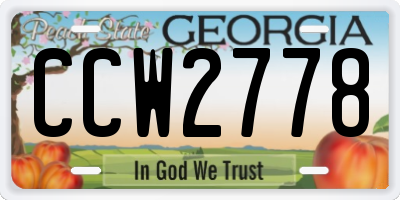GA license plate CCW2778