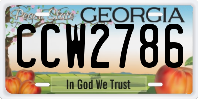 GA license plate CCW2786