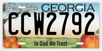 GA license plate CCW2792
