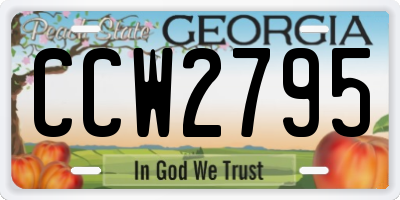 GA license plate CCW2795