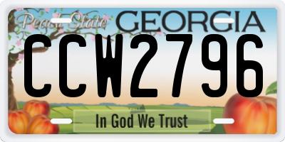 GA license plate CCW2796