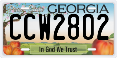 GA license plate CCW2802
