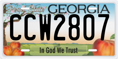 GA license plate CCW2807