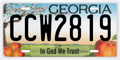GA license plate CCW2819