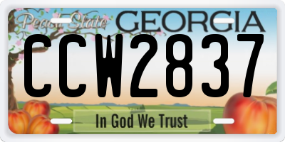 GA license plate CCW2837