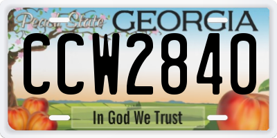 GA license plate CCW2840