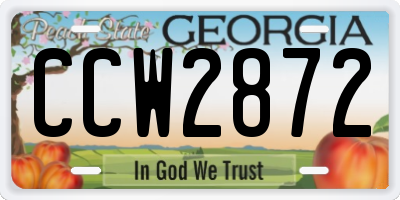 GA license plate CCW2872