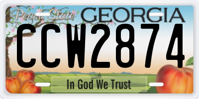 GA license plate CCW2874