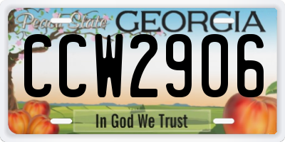 GA license plate CCW2906