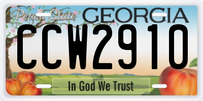 GA license plate CCW2910