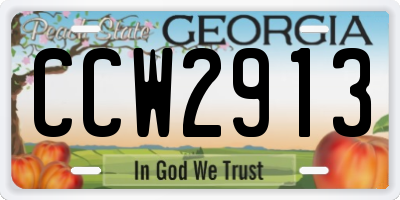 GA license plate CCW2913