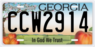 GA license plate CCW2914