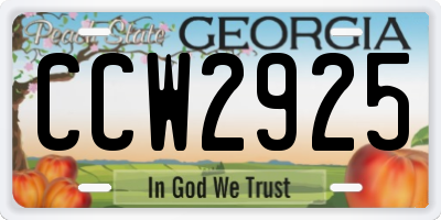 GA license plate CCW2925