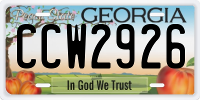 GA license plate CCW2926
