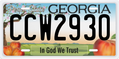 GA license plate CCW2930