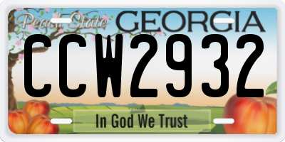 GA license plate CCW2932