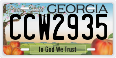 GA license plate CCW2935