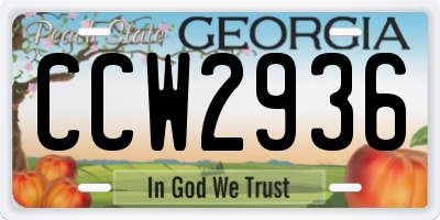 GA license plate CCW2936
