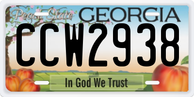GA license plate CCW2938