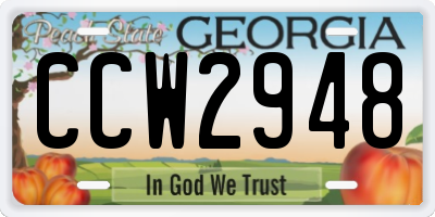 GA license plate CCW2948