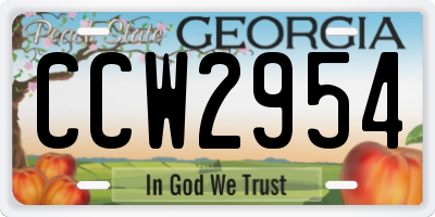 GA license plate CCW2954