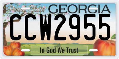 GA license plate CCW2955