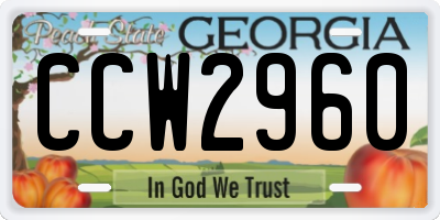 GA license plate CCW2960