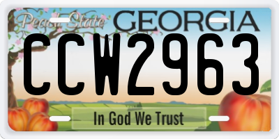 GA license plate CCW2963