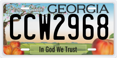 GA license plate CCW2968