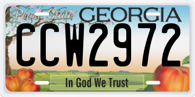 GA license plate CCW2972