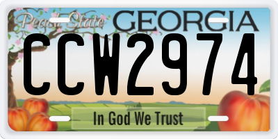 GA license plate CCW2974