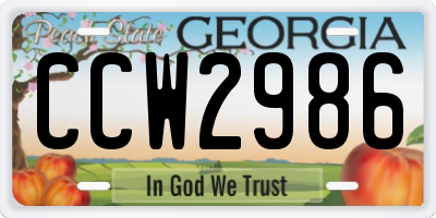 GA license plate CCW2986