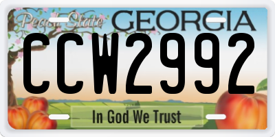 GA license plate CCW2992