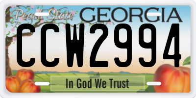 GA license plate CCW2994