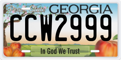 GA license plate CCW2999