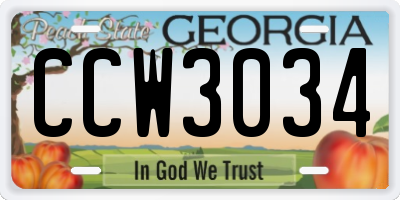 GA license plate CCW3034