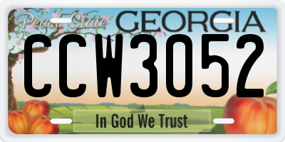 GA license plate CCW3052
