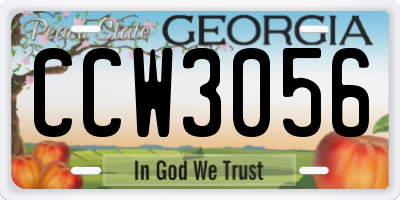 GA license plate CCW3056
