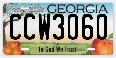 GA license plate CCW3060