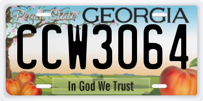 GA license plate CCW3064