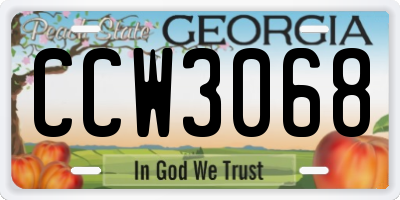 GA license plate CCW3068